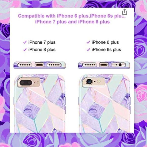IPhone 8 Plus Holographic Geometric Marble Case & Matching Phone Ring Holder - Picture 7 of 12